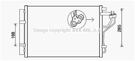 Конденсатор кондиціонера (з осушувачем) HYUNDAI ELANTRA V, I30, KIA CEED, CERATO III, PRO CEED 1.4-2.0 09.10- AVA COOLING HYA5308D