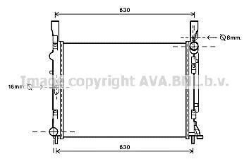 Радіатор двигуна (товщина: 23мм) RENAULT KANGOO BE BOP, KANGOO EXPRESS, KANGOO II K9K608-K9K812 02.08- AVA COOLING RTA2472