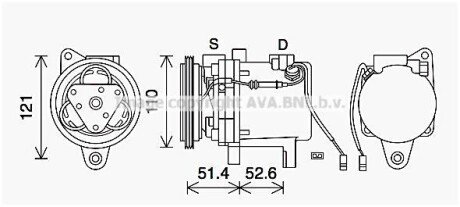 Компресор кондиціонера SMART CABRIO, CITY-COUPE, CROSSBLADE, FORTWO, ROADSTER 07.98- AVA COOLING MCAK019