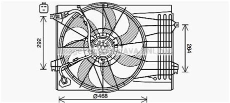 Вентилятор радіатора HYUNDAI TUCSON, KIA SPORTAGE II G6BA 08.04-11.10 AVA COOLING HY7572