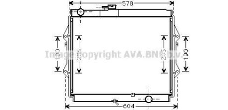 Радіатор двигуна (товщина: 16мм) TOYOTA HILUX VI 2KD-FTV 11.01-07.05 AVA COOLING TOA2642