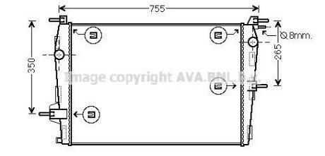 Радіатор двигуна (товщина: 23мм) RENAULT FLUENCE 5AM400 02.12- AVA COOLING RTA2573