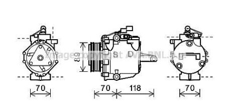 Компресор кондиціонера MITSUBISHI COLT VI 06.04-06.12 AVA COOLING MTAK224
