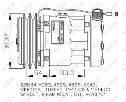 Компресор кондиціонера DEUTZ FAHR AGROPLUS, AGROTRON, AGROTRON K 01.97-12.07 NRF 32762G