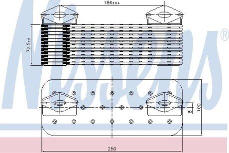 Масляний радіатор (100x76x250мм) MERCEDES ACTROS, ACTROS MP2 / MP3, TRAVEGO (O 580), SETRA 400 OM541.920-OM942.911 04.96- NISSENS 90757