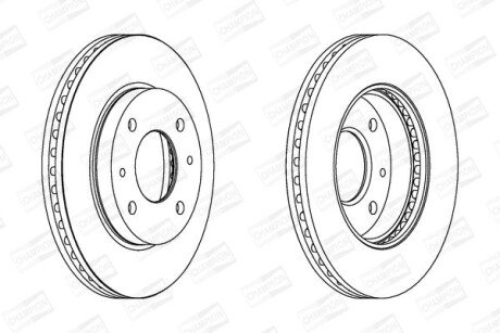 Гальмівний диск перед. Coupe/Elantra/Lantra/Matrix/Sonata 95-10 1.5-2.5 компл. 2шт CHAMPION 562806CH