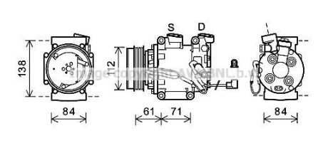 Компресор кондиціонера HONDA CIVIC VIII, JAZZ III 07.08- AVA COOLING HDAK275