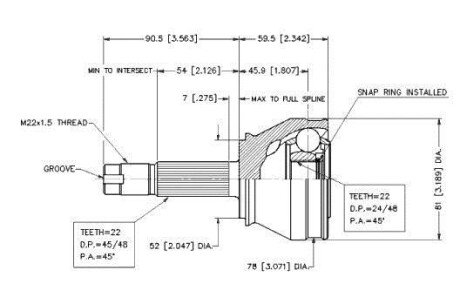 ШРУС комплект наружный FIAT Fiorino 88-00, Palio 96-20 72142 VEMA 18626
