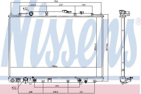 Радіатор двигуна HONDA PILOT 3.5 -07.08 NISSENS 69476