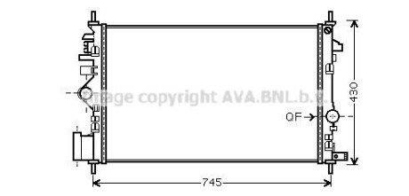 Радіатор двигуна OPEL INSIGNIA A, INSIGNIA A COUNTRY, SAAB 9-5 2.0D 07.08-03.17 AVA COOLING OLA2474