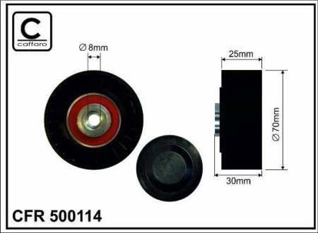 Відвідний/напрямний ролик, поліклиновий ремінь CAFFARO 500114